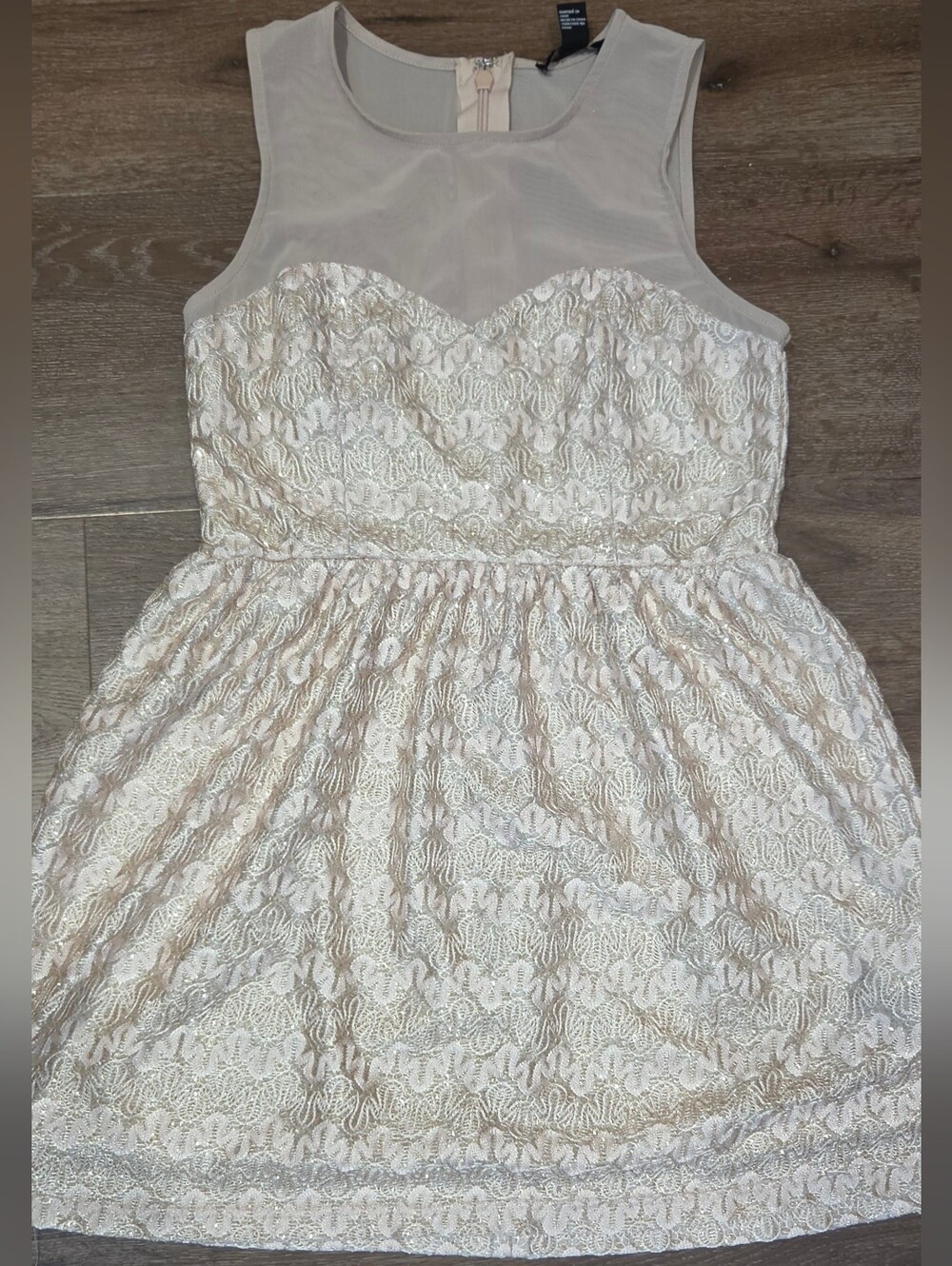 Forever 21 Sparkly Gold & Blush Lace  Top